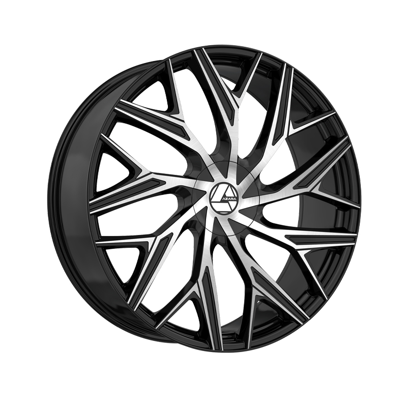 1 X Azara AZA-527 Gloss Black & Machined 22X9.5 6x135/6x139.7 108
